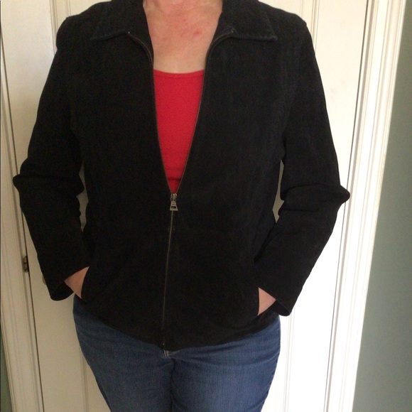 Bernardo Jackets & Blazers - Bernardo Vintage Black Suede Washable Jacket With Pockets